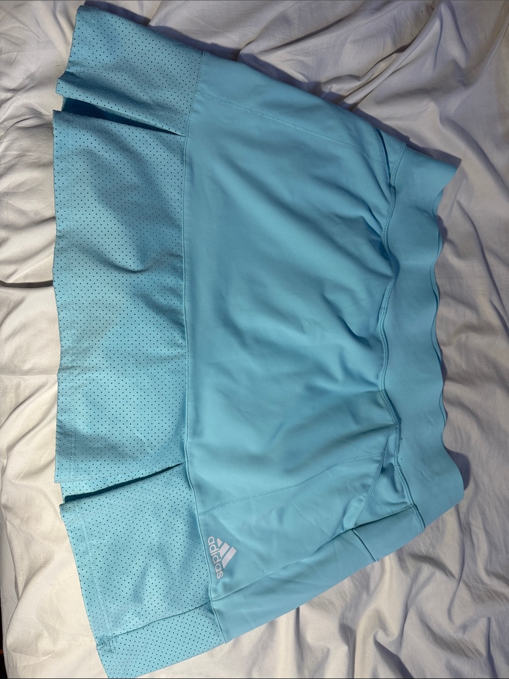 adidas Sky Blue Perforated Pleat Tennis Skort